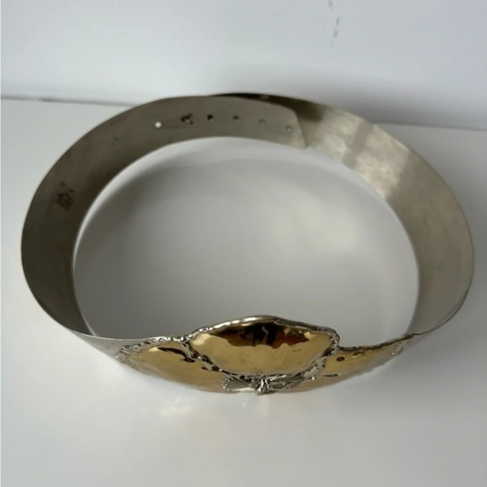 ⚡️Exceptional Vintage Handmade brass and silver flower cuff belt - Signed